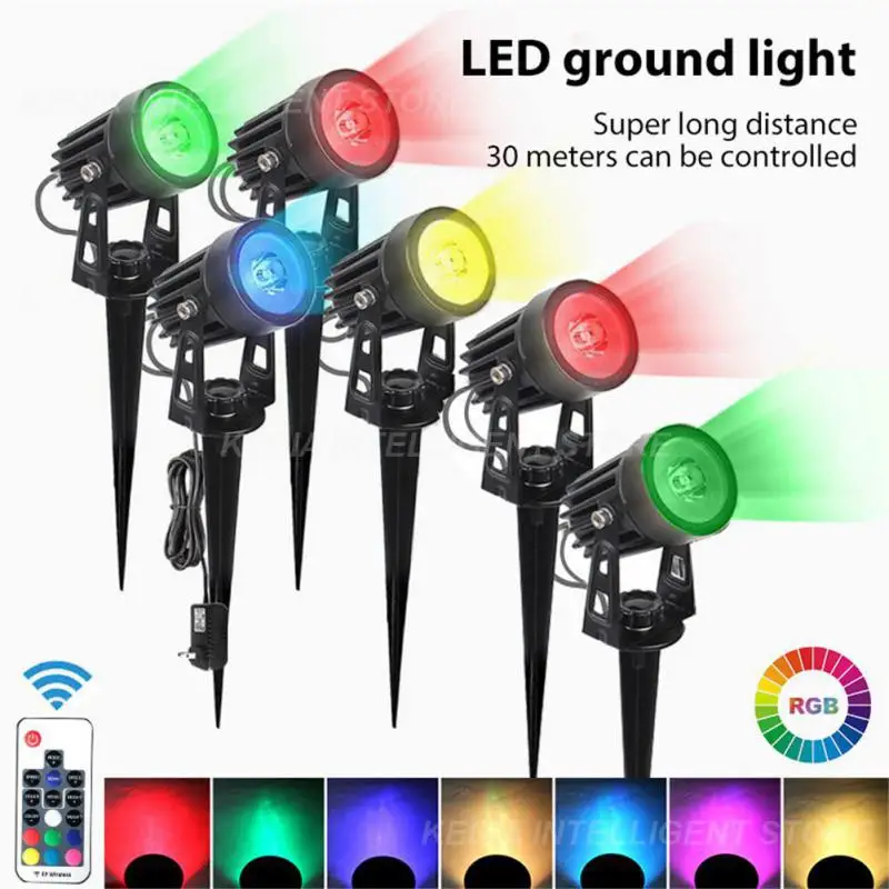 

Led Garden Lights Lawn Lamp Outdoor Ground Light Rbg Wireless Remote Control Waterproof 2/4/6/8/10 In 1 Christmas Spotlight