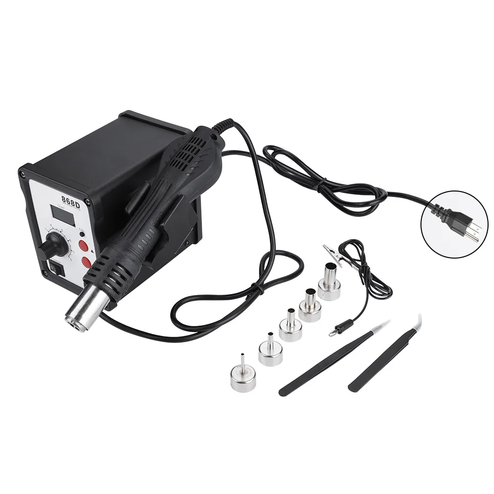 

868D 700W Digital Display Hot Air Gun Heat Gun Rework Station with 5 Nozzles (US Plug 110V)