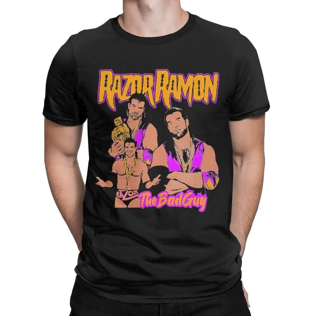 

Humor Razor Ramon The Bad Guy T-Shirt Men Round Neck 100% Cotton T Shirt 80s Wrestling Short Sleeve Tee Shirt Printing Clothes