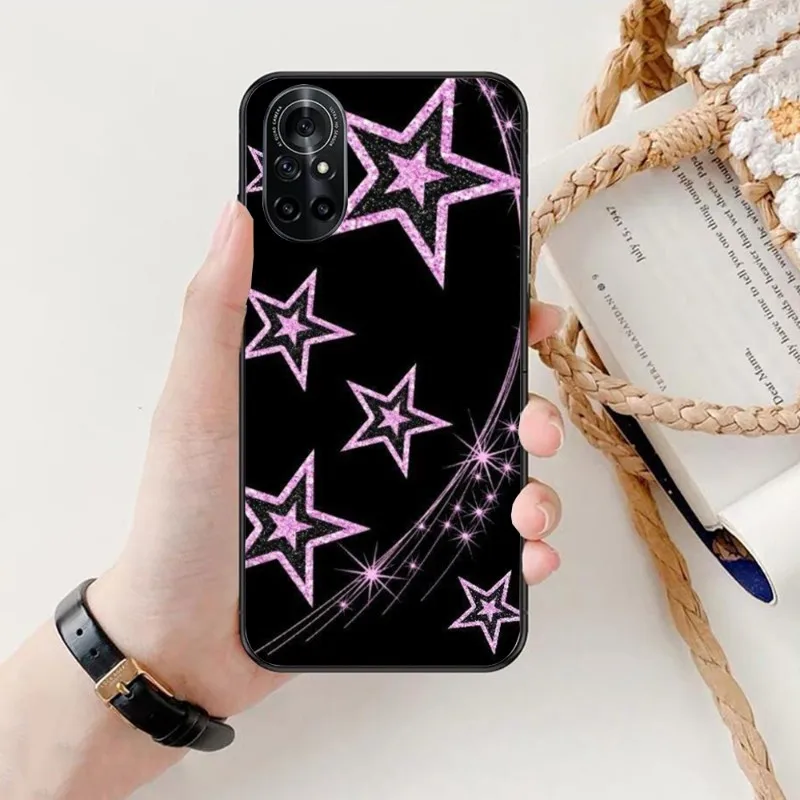 Эстетический чехол для телефона Y2K со звездами Honor 70 50 20 7S X9 X8 X7 Magic 4 3 Pro черный