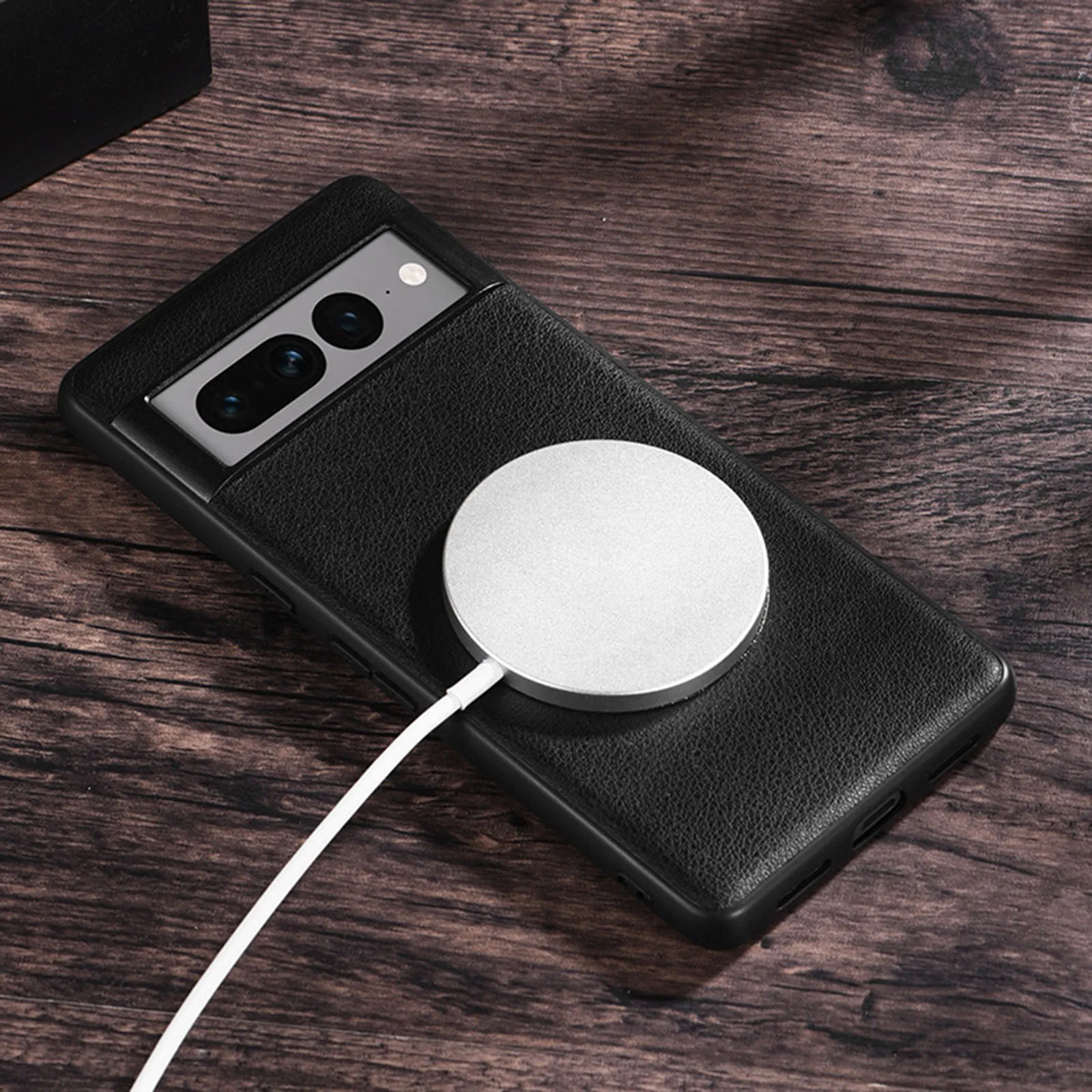 

Luxury PU Leather Case for Google Pixel 7 Pro Compatible with MagSafe Wirless Matte Retro Cases Hard PC Cover for Google Pixel 7