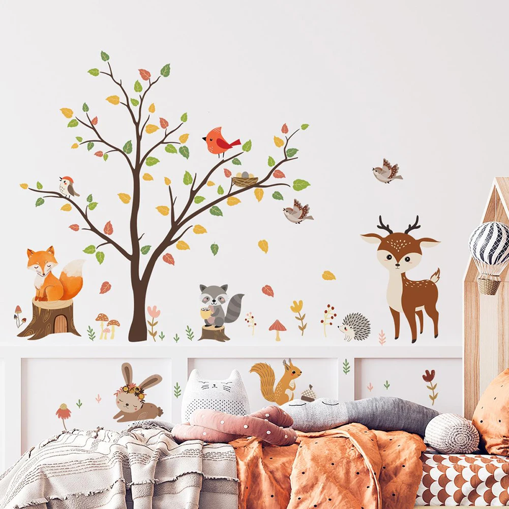 

Decals Wall Sticker Home Wedding 8 Sheets Cartoon Deer Pvc Raccoon 20*30