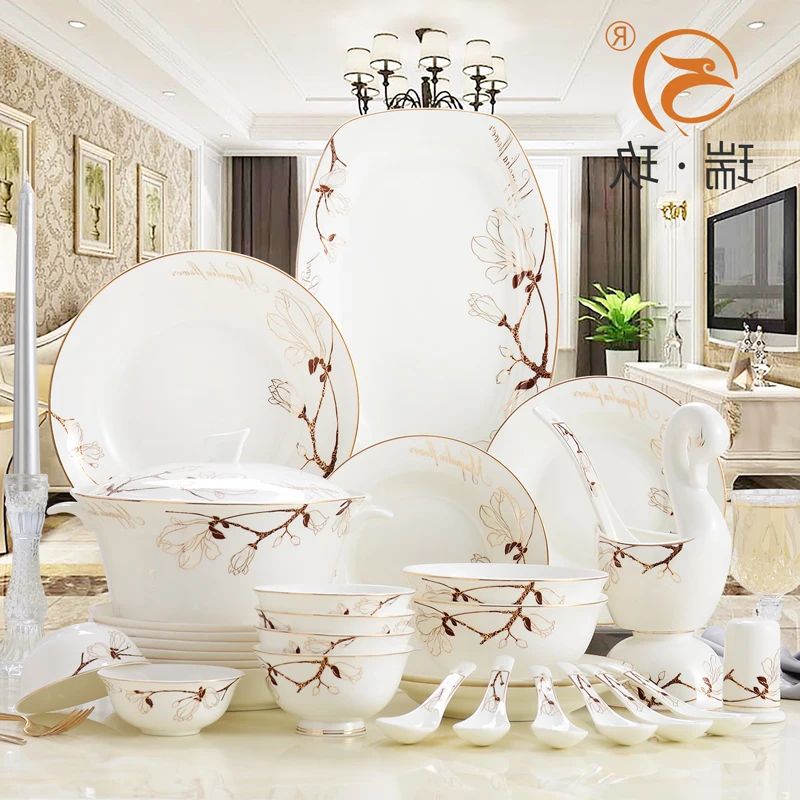 

Bone Guci Porcelain Set 60 pieces Simple Creative Ceramic Cutlery Combination of Household Chinese Phnom Penh
