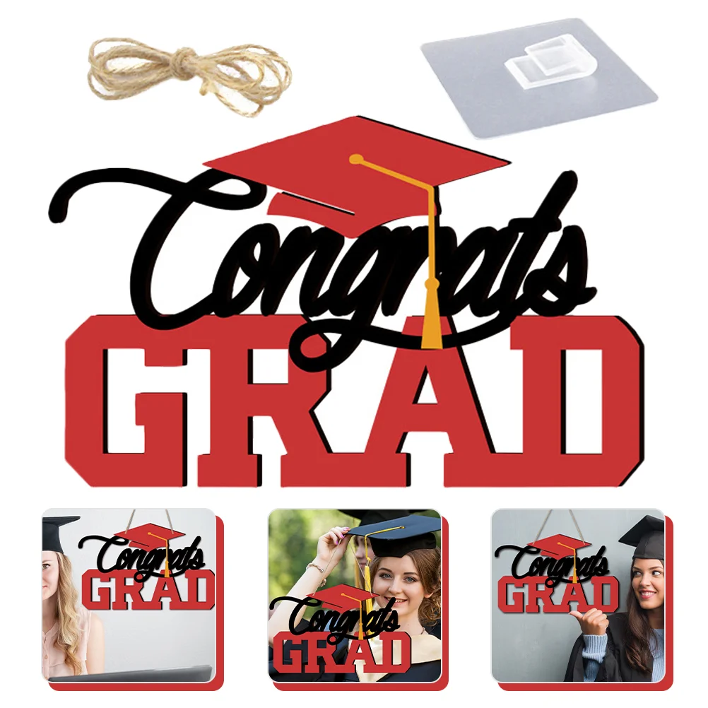

Sign Graduation Wooden Grad Wood Graduate Party Congrats Door Class Plaque Props Booth Photo Cutout Signs Supplies Favors
