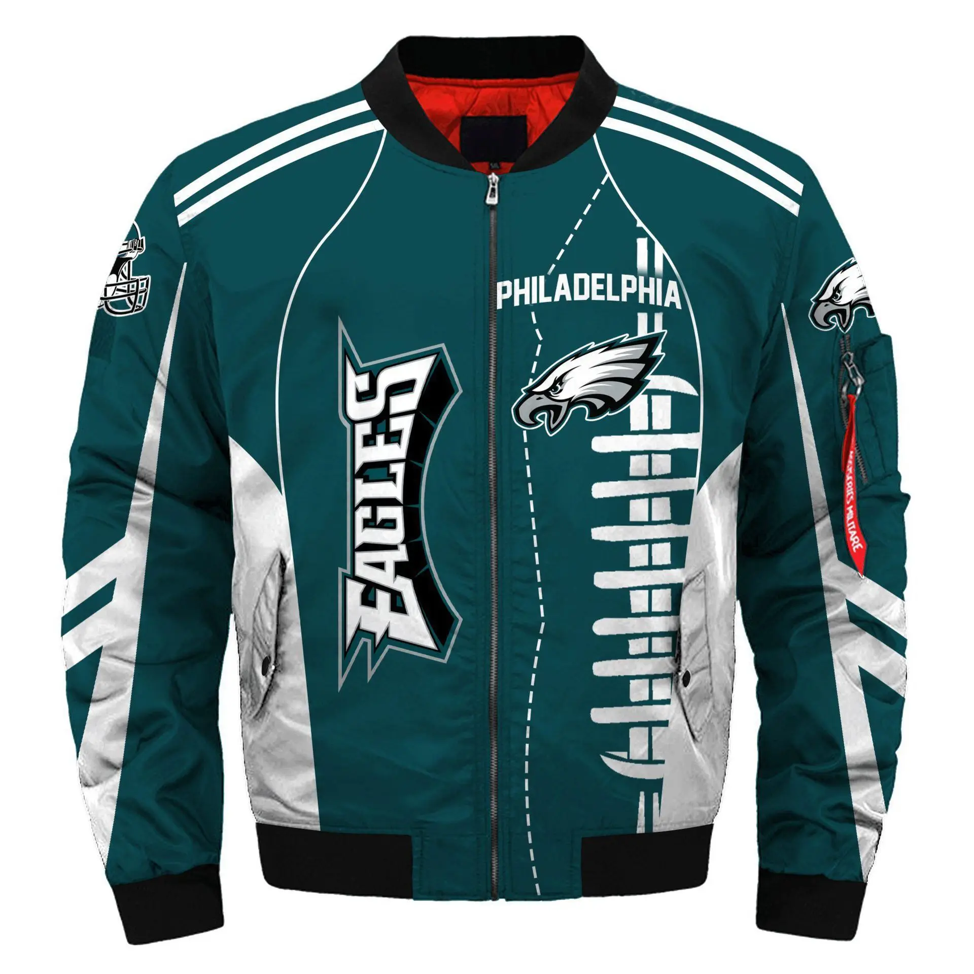 

Philadelphia Men football Eagles Winter Jacket coat Fashion stitching 3D Digital Print baseball uniform zipper Bomber Jackets