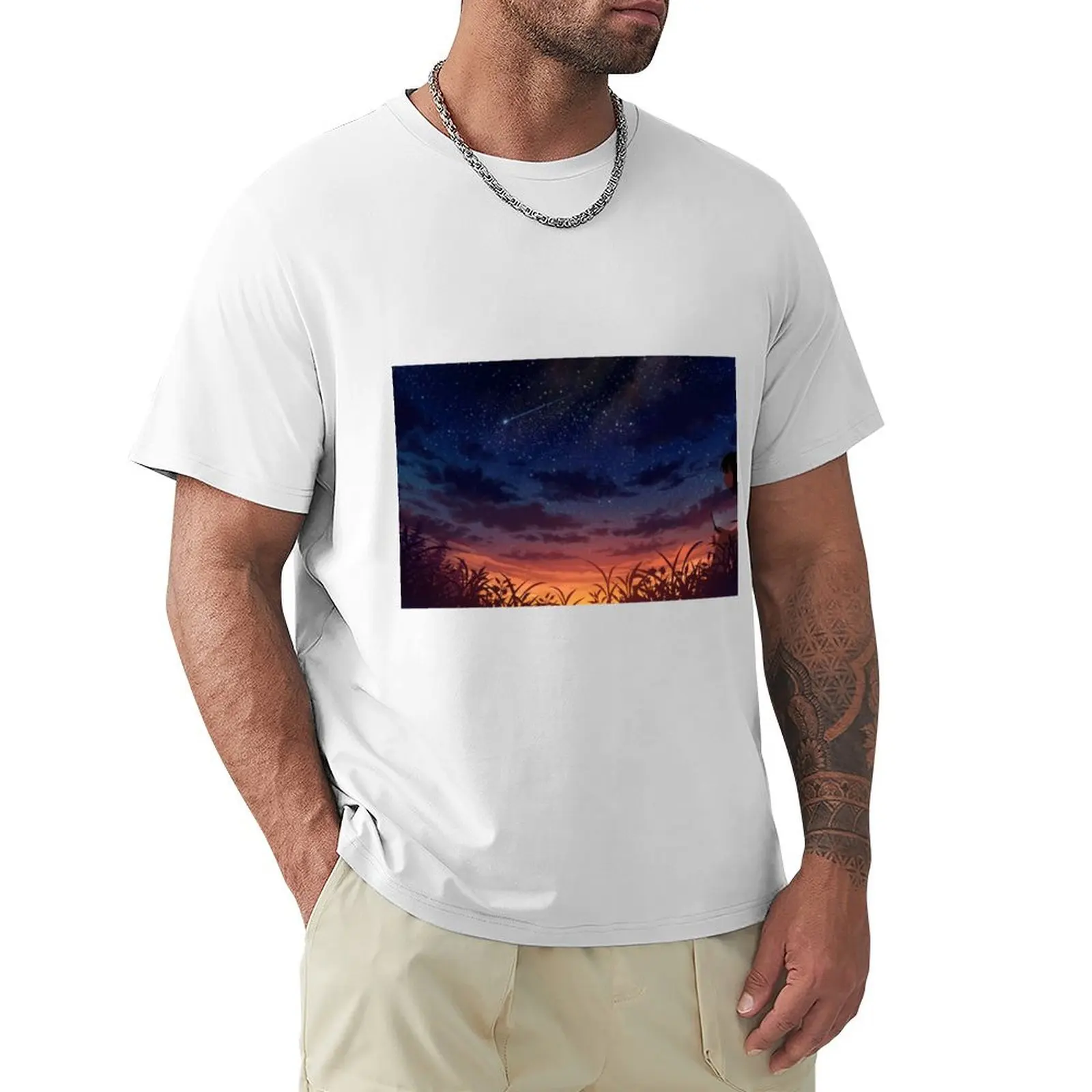 Футболка с рисунком ночного неба из аниме быстросохнущие мужские футболки на
