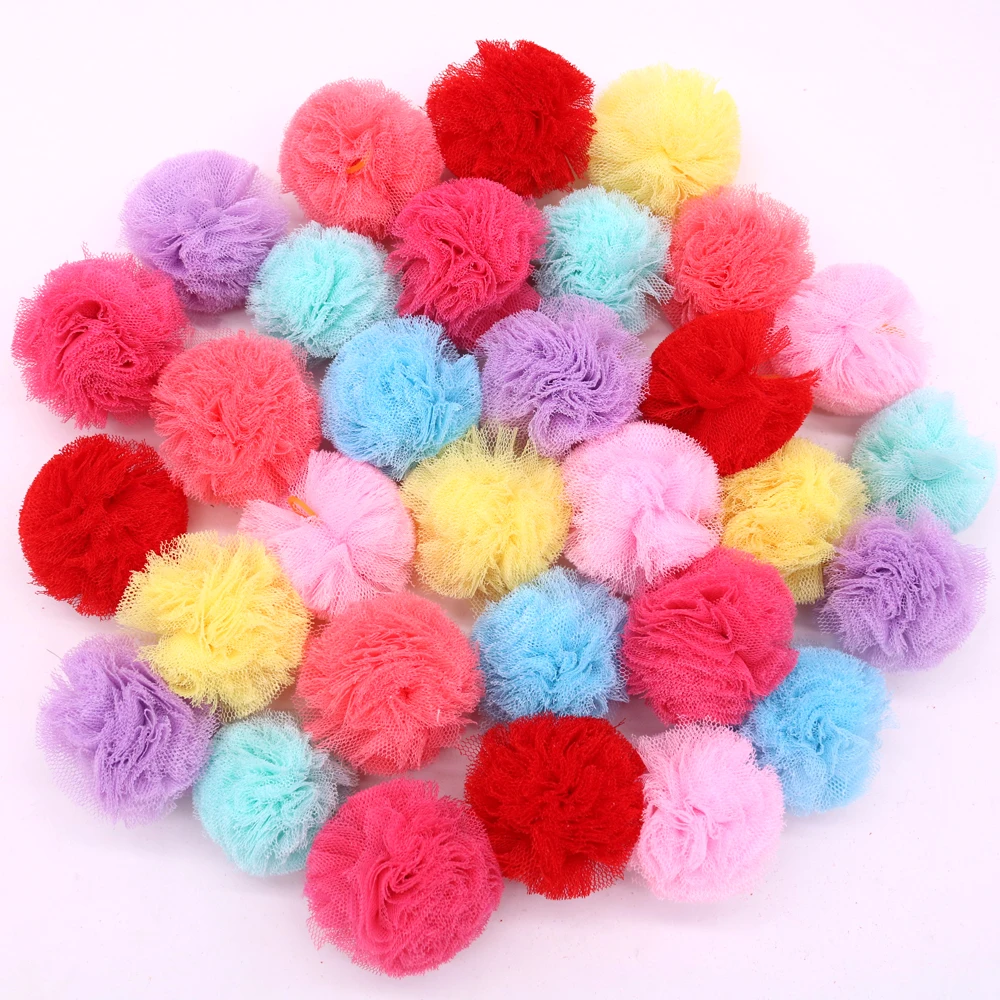 

100X Cute Pet Puppy Dog Cat Hair Bows with Rubber Bands Lace Ball Handmade Hair Bows Hair Accessories Dog Grooming Pet Products