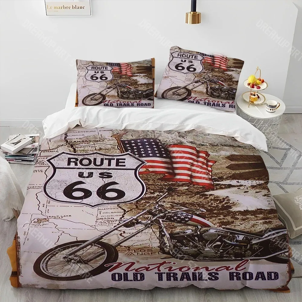 3D-принт Historic Route 66, Mother Road, Комплект постельного белья с одеялом, Комплект пододеяльников, пододеяльник, Комплект постельного белья размера Queen King (art.: 3920ccb1cc348) - 3920ccb1cc348