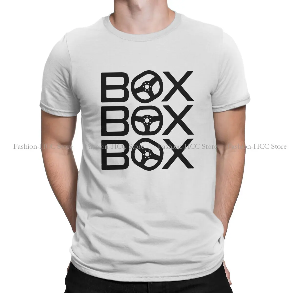 

Box Box Box F1 Steering Wheel Hipster TShirts Polyester F1 Male HarajukuStreetwear T Shirt O Neck