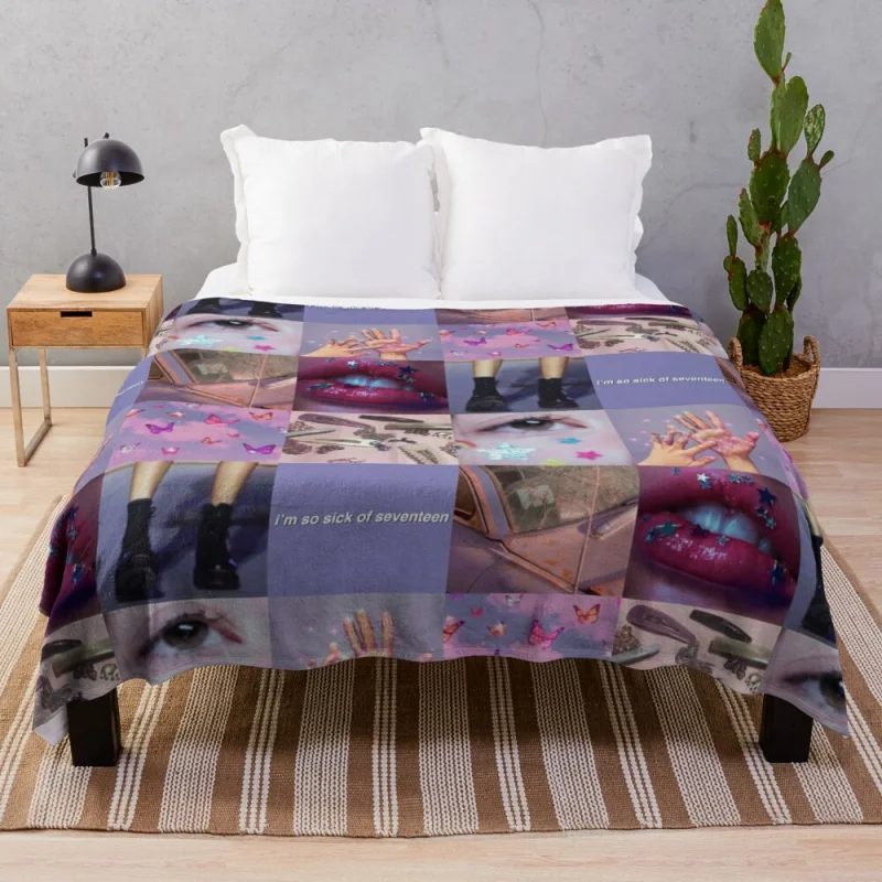 

Olivia Rodrigo SOUR Aesthetic Collage Throw Blanket Custom Blanket Summer Blanket Knitted