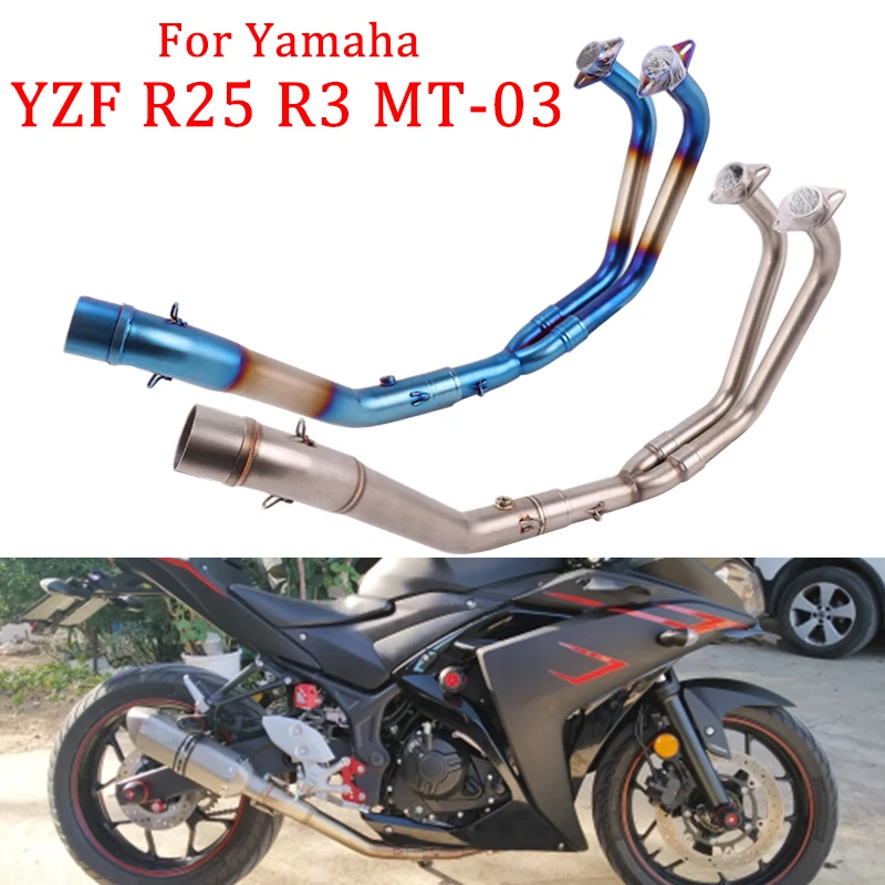 

YZF R25 R3 Slip On For YAMAHA YZF MT-03 R25 R3 2015 2016 2017 2018 MT03 Full Exhaust System Pipe Middle Pipe Without AK Exhaust