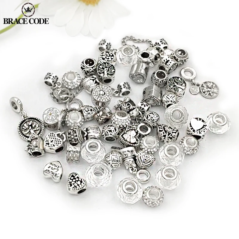 

Vintage Silver Plated Bead Pendant Color Preservation Treatment,Making Mens Women's Children's Bracelets DIY Brand Jewelry Gifts