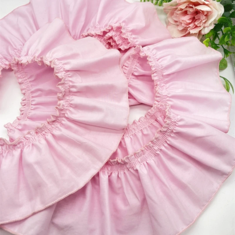 Хлопковая плиссированная оборка гипюр с вышивкой кружевная ткань 3D лента юбки