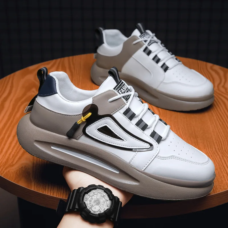 

Men's Sports Shoes Fashion Heightening Casual Shoes 2022 New Leather Thick Sole Heightening Breathable Men's Shoes