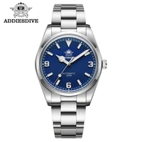addiesdive pilot watch for men simple style black dial bgw9 luminous bubble mirror pot cover glass automatic mechanical watches