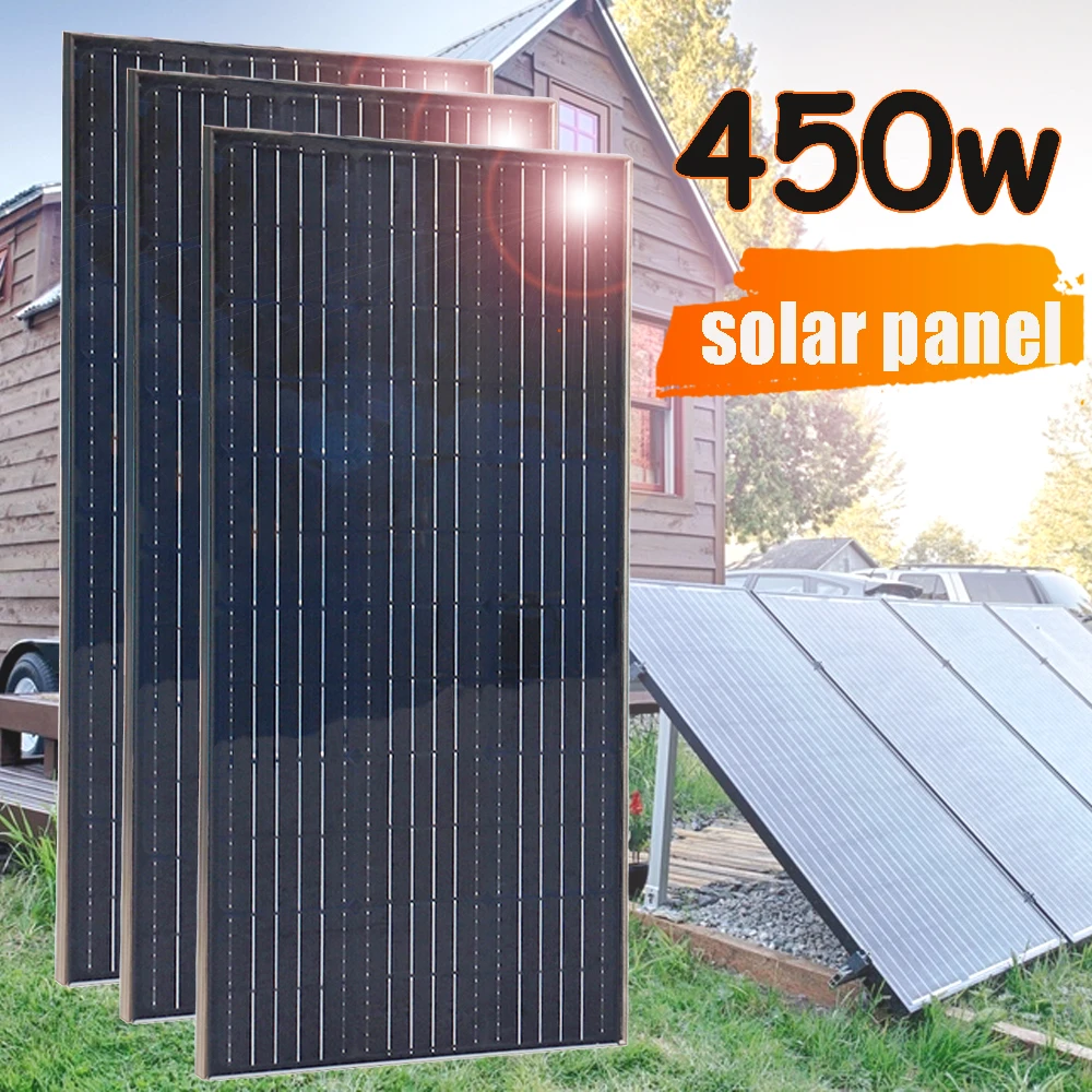 

12V Solar Panel Aluminum Frame 450W 300W 150W Photovoltaic Panel System for Home House Car Boat Roof Camping Travel Generator RV