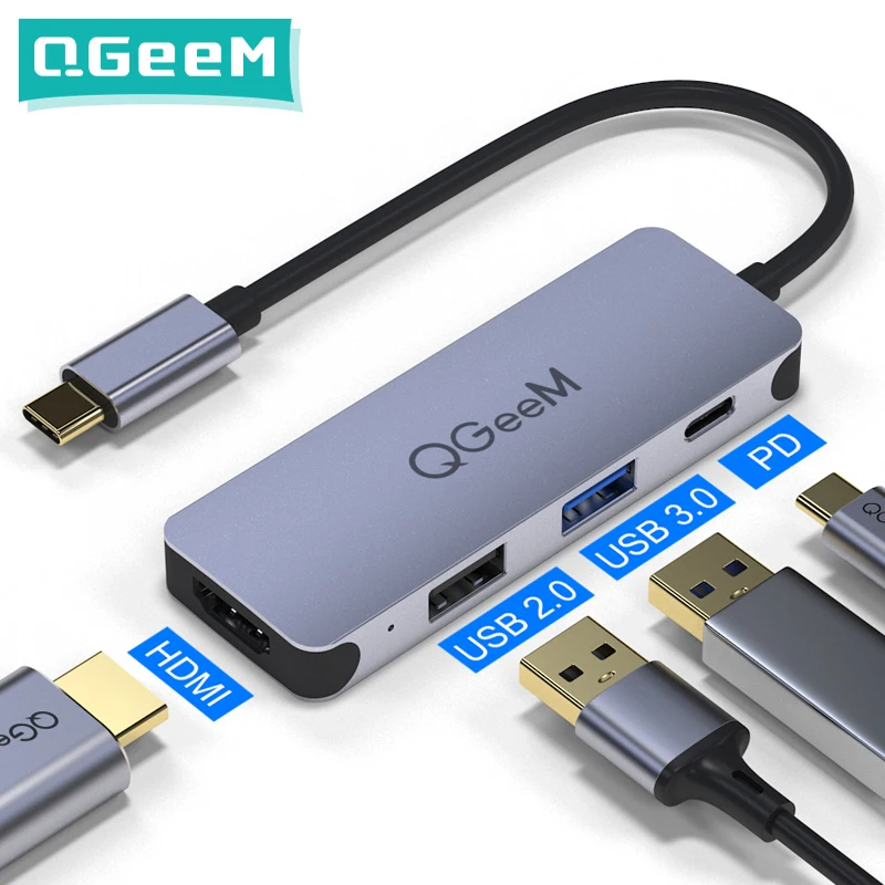QGeeM USB C концентратор для Macbook Pro Мульти 3 1 Type 0 2 HDMI адаптер PD док-станция Huawei Mate 20 OTG