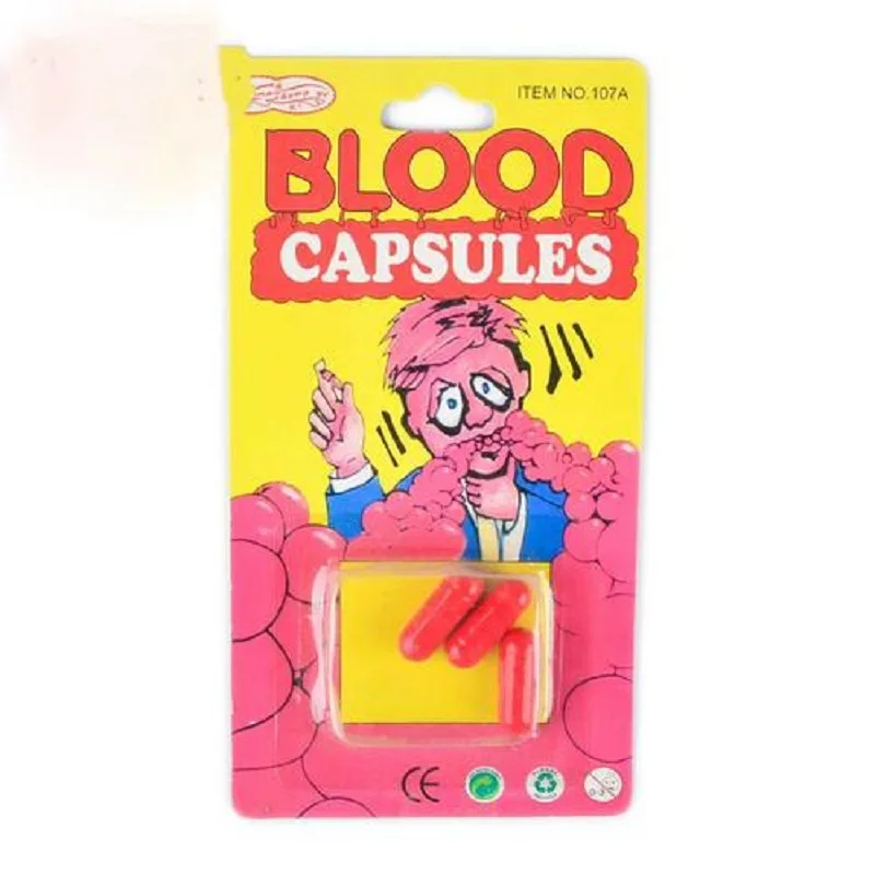 

3 Pcs/Box Halloween Plasma Film Props Fake Blood Pills Horror Realistic Liquid Fake Blood Pills Capsules Halloween Prop