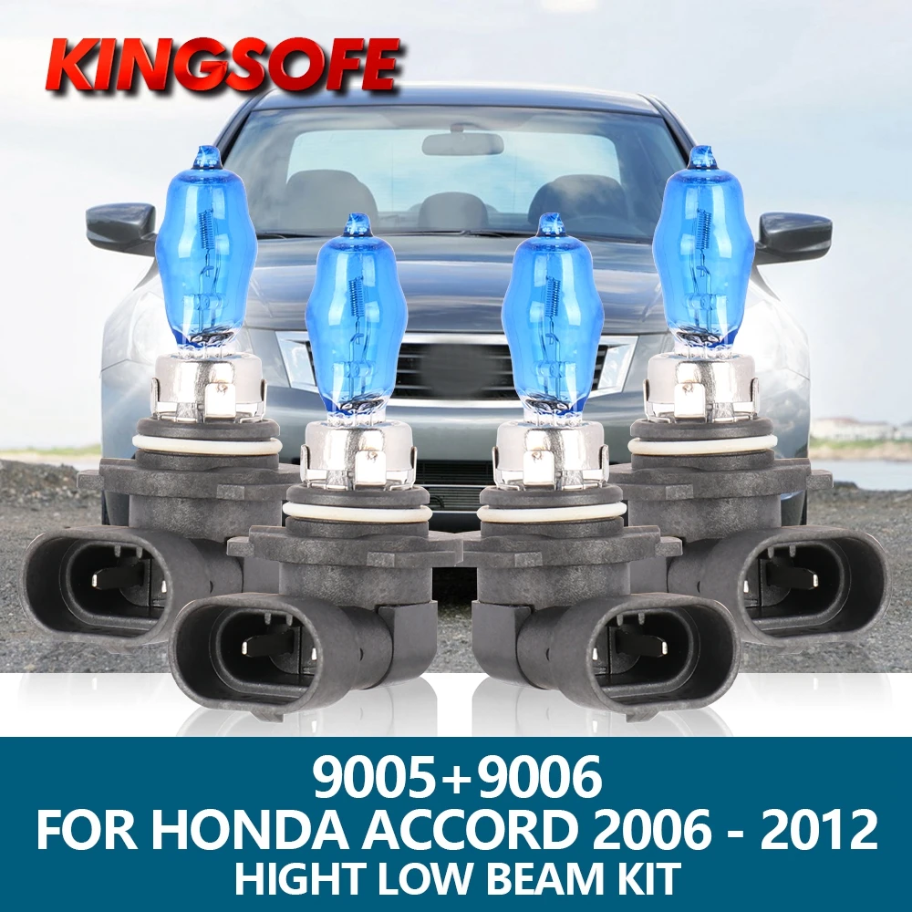 

4Pcs HOD Car Xenon Halogen Lamp 9005 HB3 9006 HB4 High Low Beam Bulbs Kit For Honda Accord 2006 2007 2008 2009 2010 2011 2012