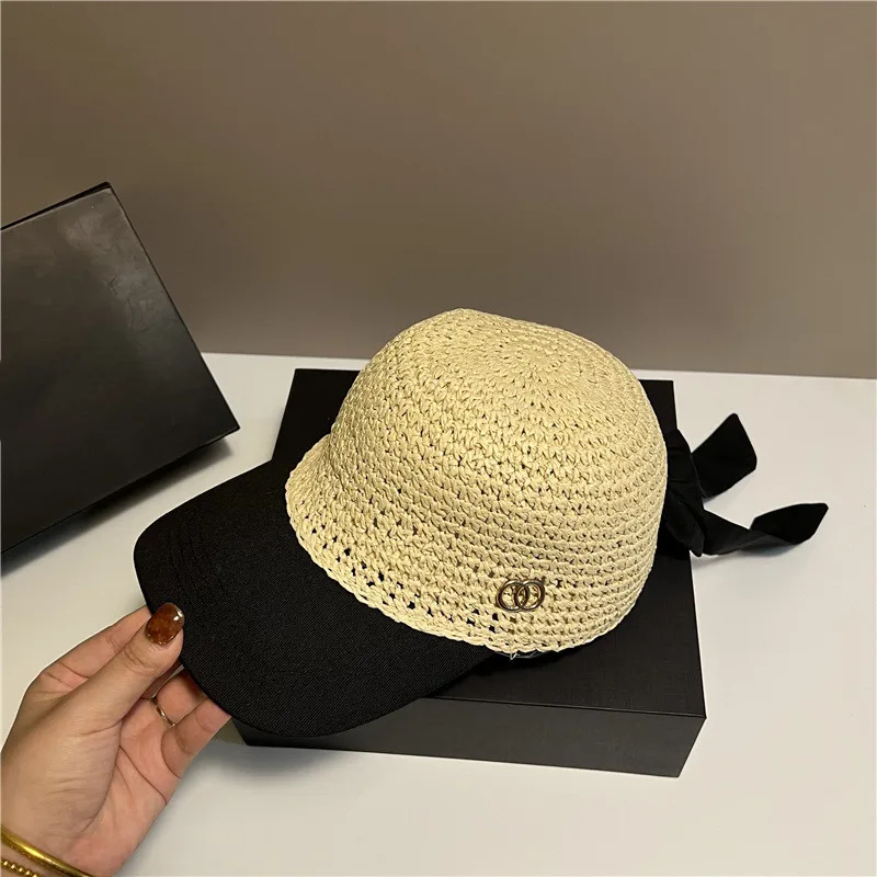 

Summer Sun Hat British Retro Baseball Hat Straw Equestrian Hat Women's Casual Knight Hat Fashion Bow Straw Hat Beach Hat BQ1158