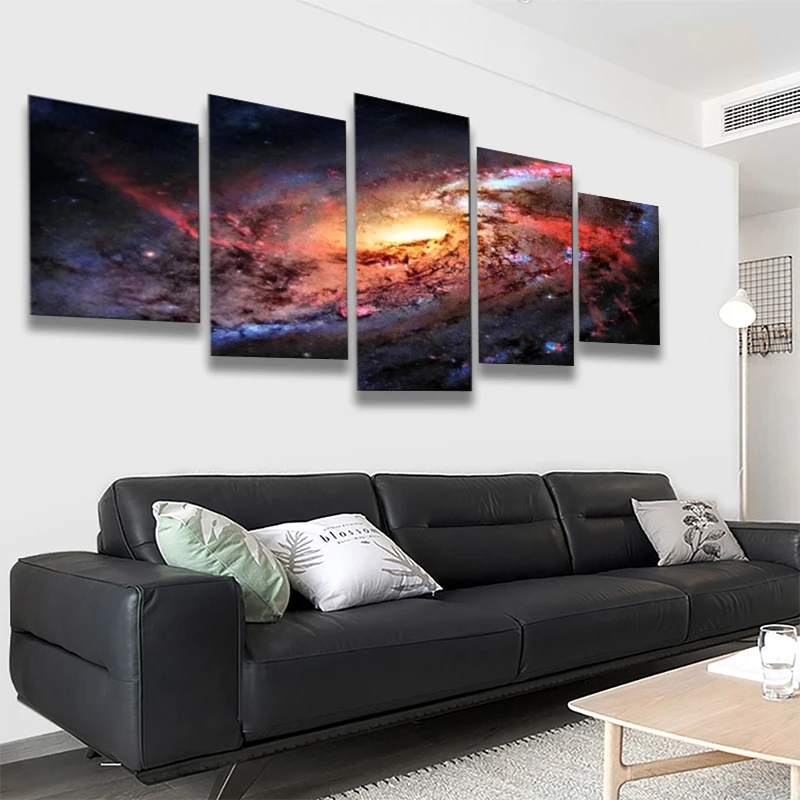 

5 Pieces of Cosmic Space Galaxy Stars Art Painting HD Poster Printing Office Living Room Bedroom Home Decoration Salon Frame