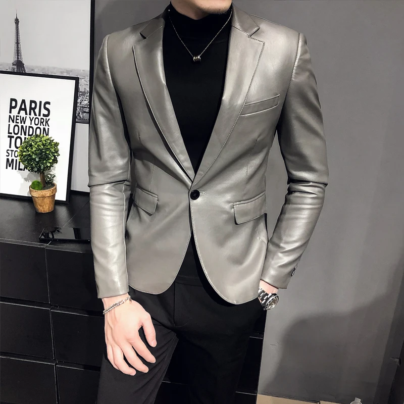 

New Brand Clothing Fashion Male High Quality Jacket Casual Leather Jacket/Men's Retro Style Leather Suit/Blazers Coat S-4XL
