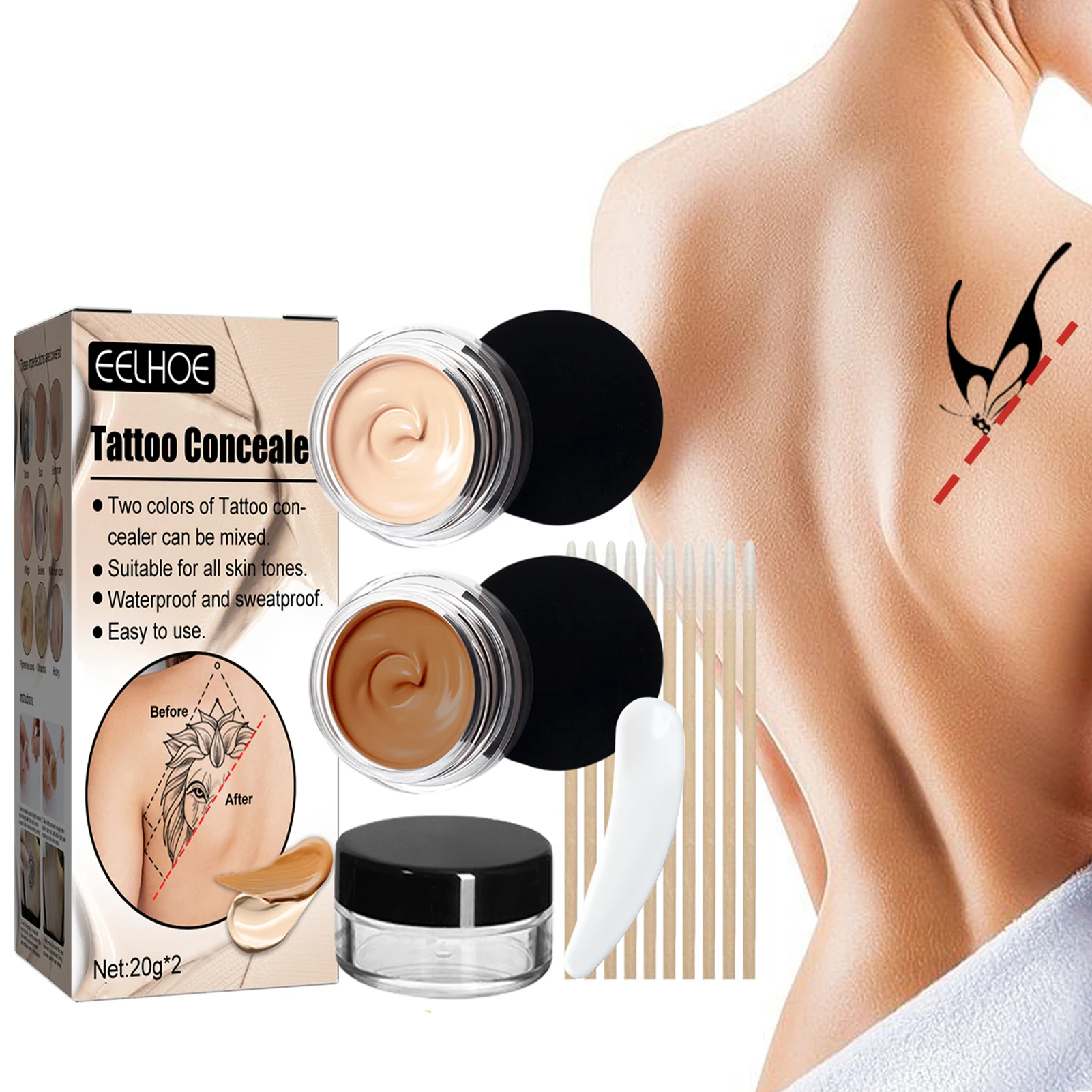 

Creamy Scar Tatoo Concealer Waterproof Scar Concealer Camouflage Makeup Coverage Professional Creamy Tatoo Cover Up for Spot