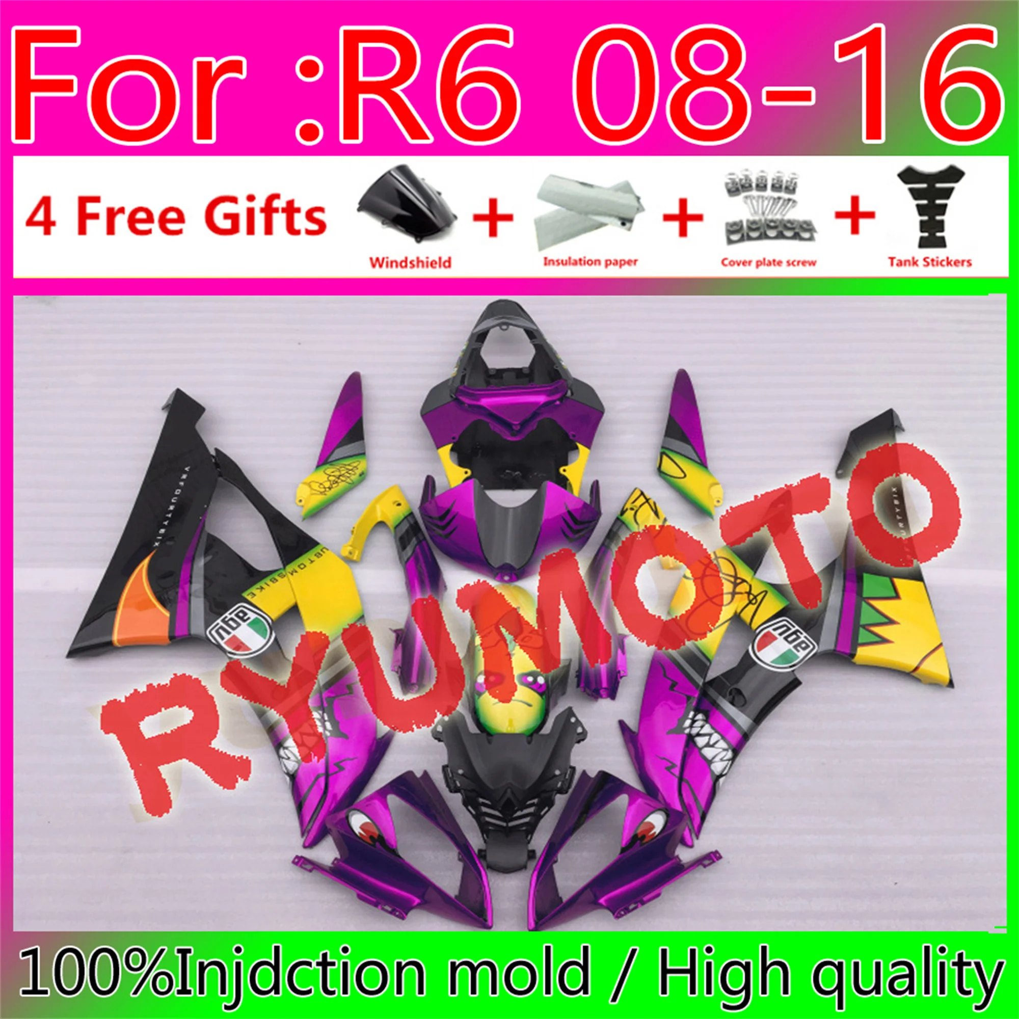 

Motorcycle Full Fairing Kits For Yamaha YZF R6 2008 2009 2011 YFZ-R6 08 09 10 11 12 13 15 16 ABS Fairings