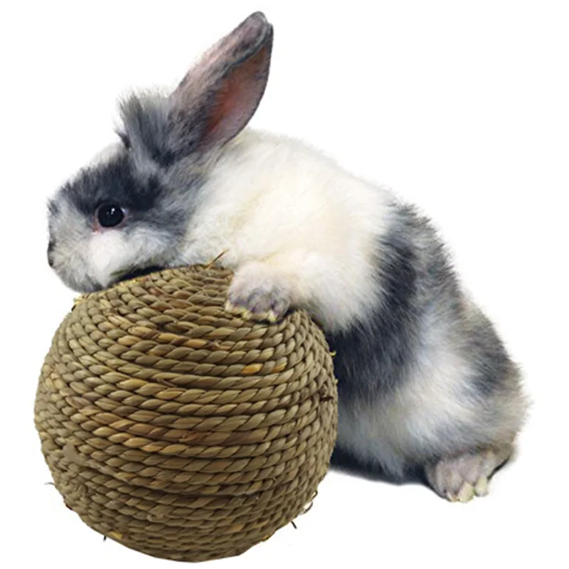 

6cm Rabbit Chewing Toy Pet Chew Toy Natural Grass Ball For Rabbit Hamster Guinea Pig For Tooth Cleaning Pet Supplies