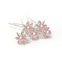 crystal flower u style hair pins pearl rhinestone hair wear wedding party bridesmaid hair jewelry decoration