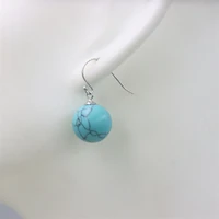 zfsilver trend 13mm green synthetic turquoise stud earrings eardrop ear ball hook for women temperament jewelry accessories gift