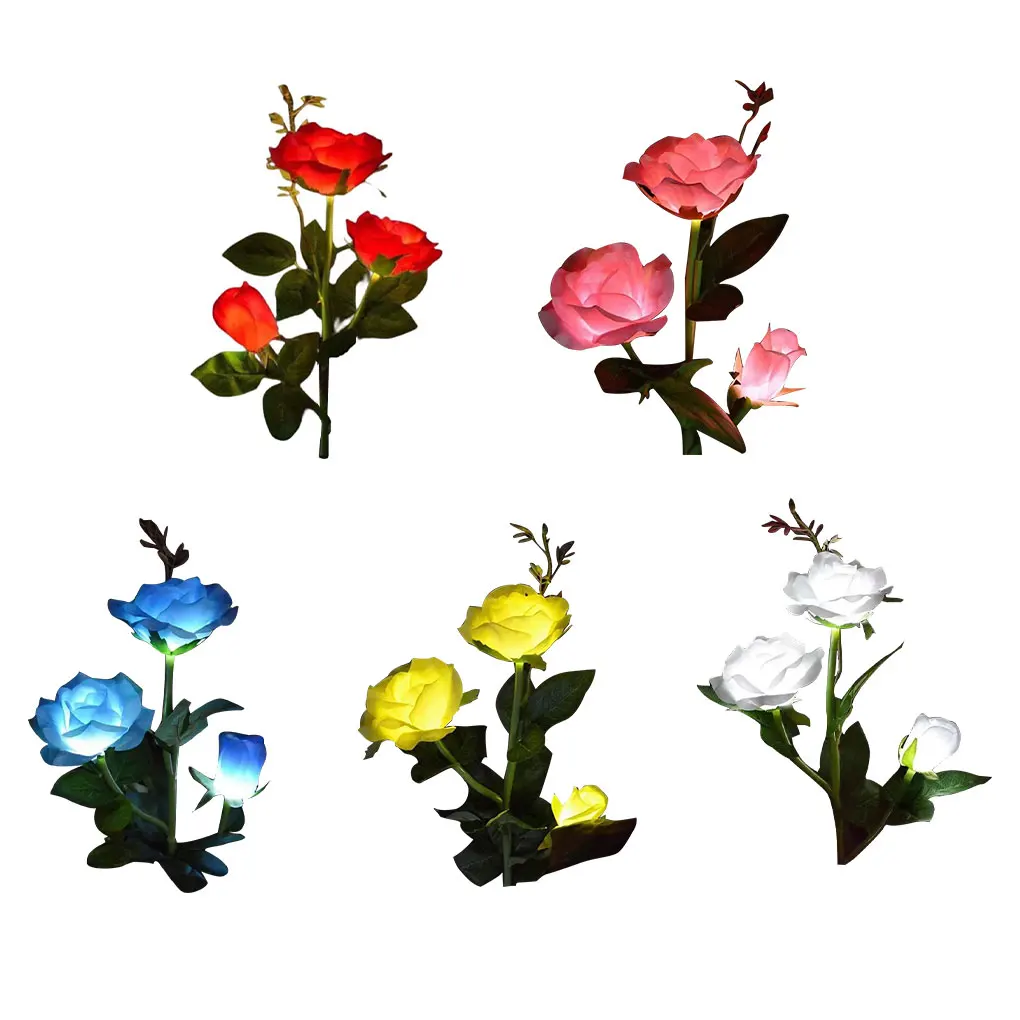 

Лампа Женская, тройные цветы, привлекательная искусственная долговечная водонепроницаемая лампа для сада, двора, три красных розы