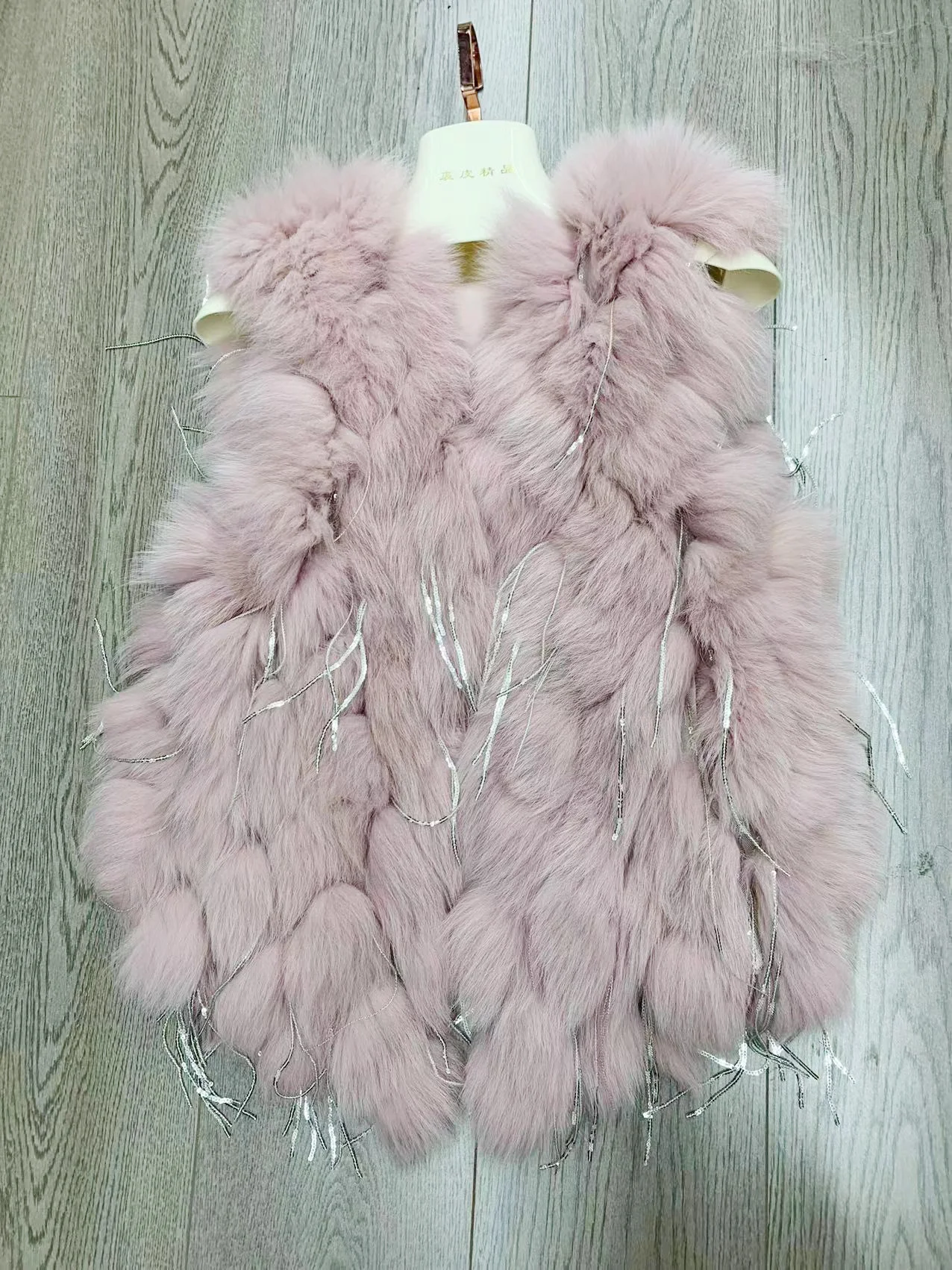 natural genuine New Real fox Fur vest Women's fashion Jacket gilet with tassel