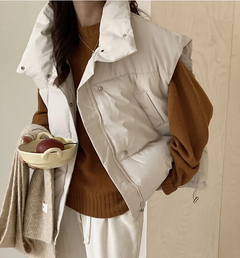 

Vest Stand Collar Autumn Winter 2023 Fashion Women Cotton Padded Parkas Sleeveless Coat Jackets Female Casual Loose M804a