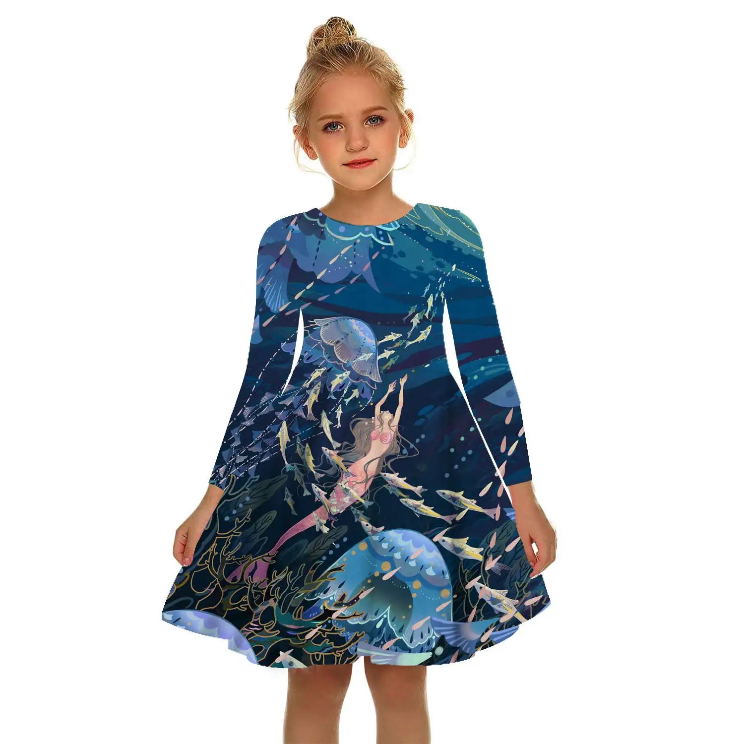 

3D Print Painting Plants Print Dress Girls Gift Color Dress White Girl Dress 2-17Y Children Kids Summer Fast Delivery Dresses