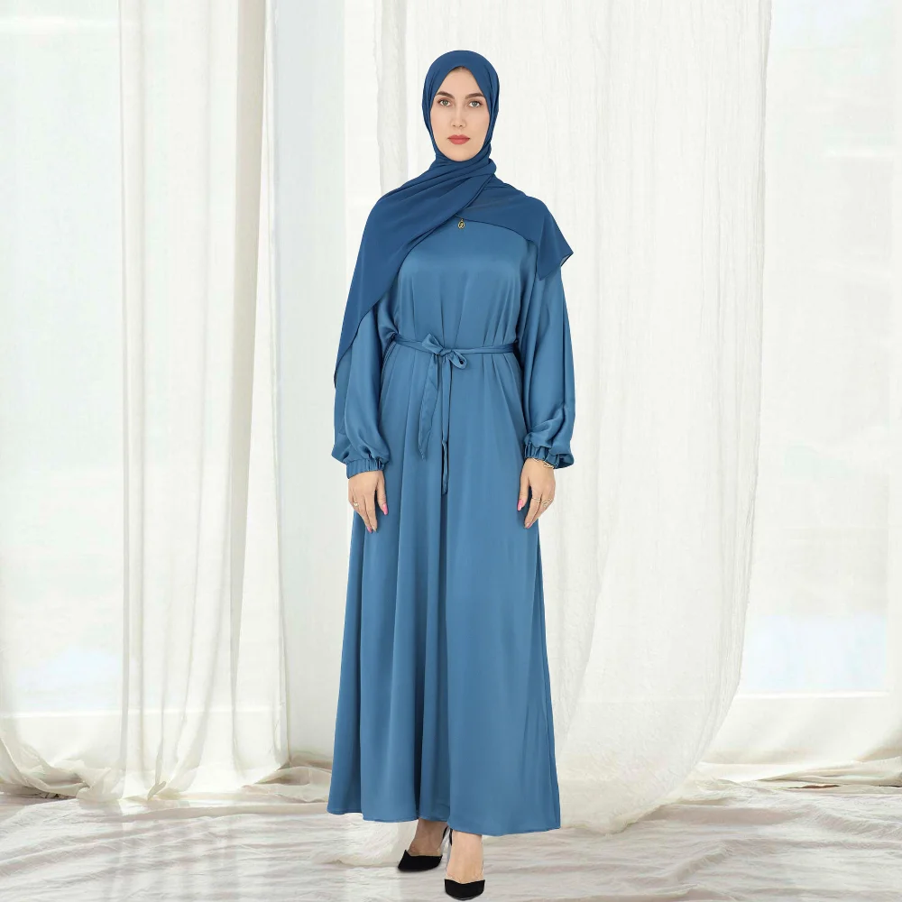 2023 Basic Middle East Türkiye Solid Color Large Size Multicolor Robe Muslim Dress Kaftan Femme Musulman Abayas for Women