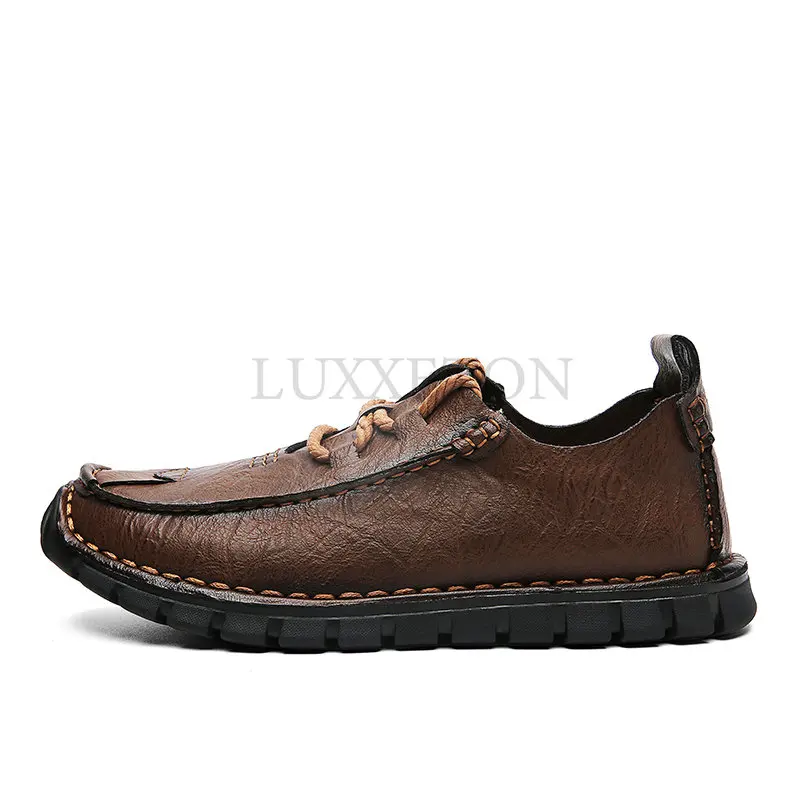 

Genuine Leather Men Loafers Slip on Business Casual Leather Shoes Classic Soft Moccasins Breathable Men Flats Soft Driving Shoes