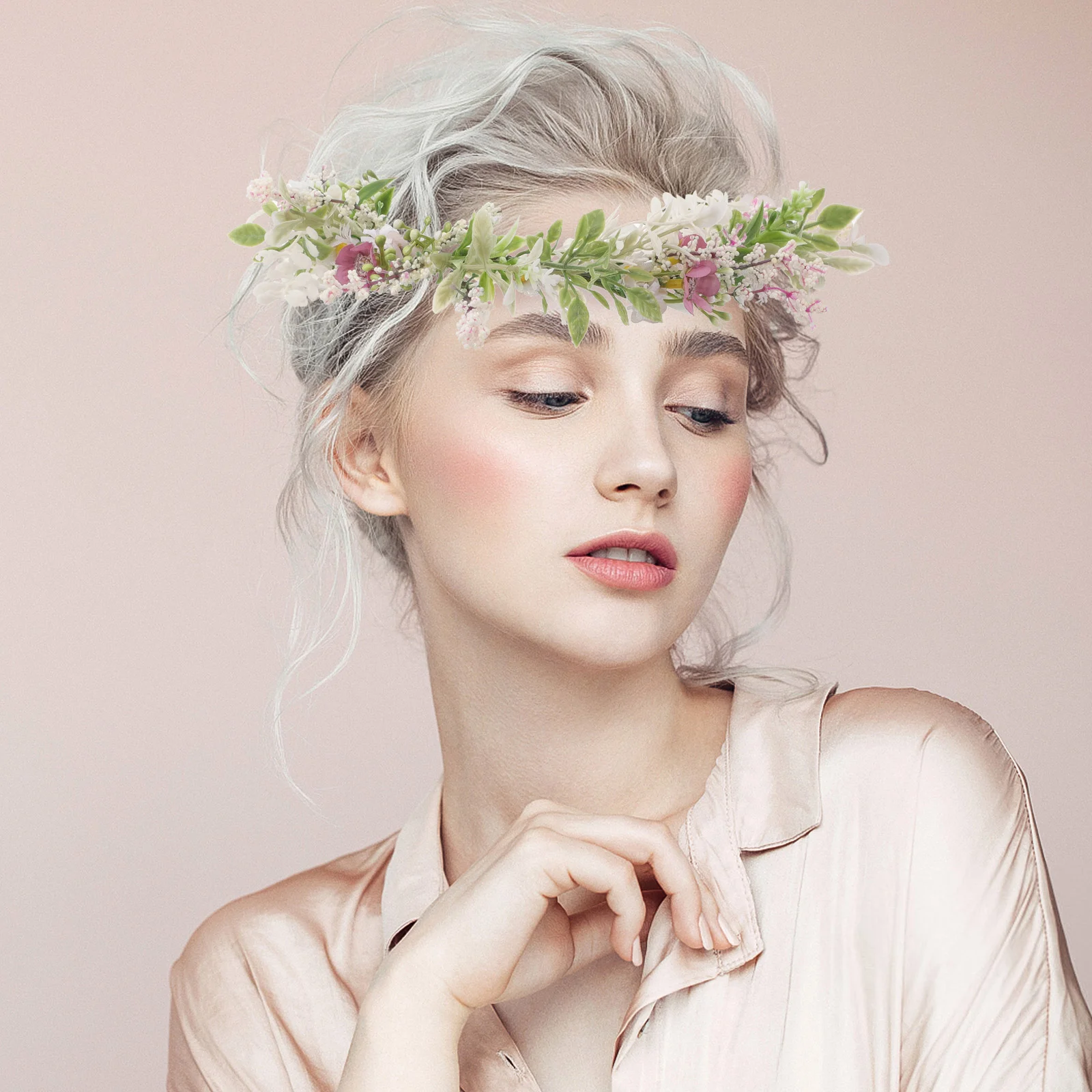 Искусственная цветочная корона свежий венок невесты повязка на голову свадебная