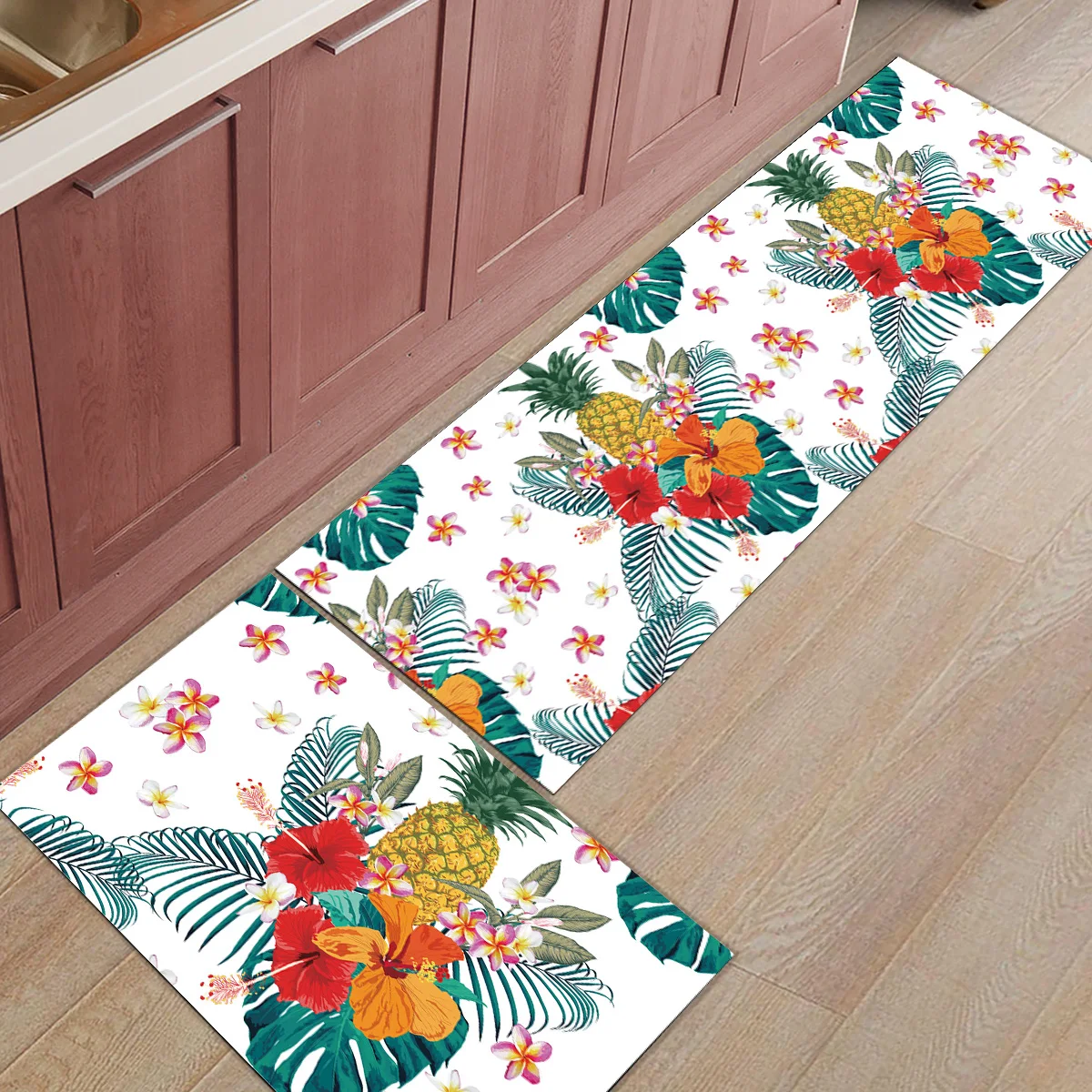 

Набор тропических растений, цветок пальмы, 2 шт., Придверный коврик, кухонный коврик, противоскользящий современный коврик для гостиной, ван...