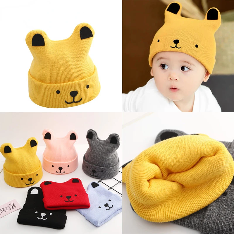 

Детская трикотажная Шапка-бини, однотонная, осенне-зимняя