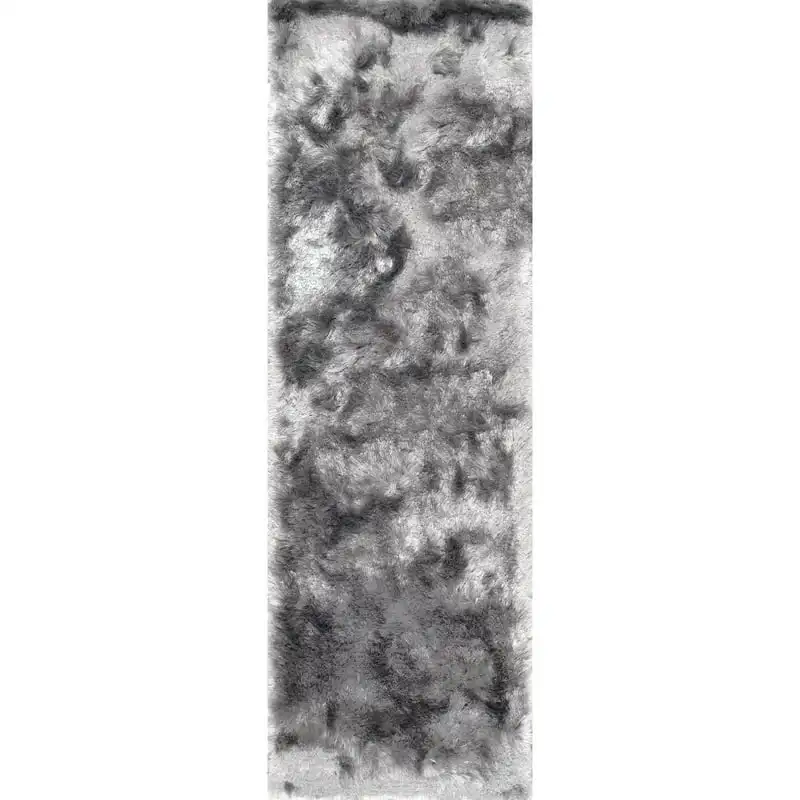 

Silken Shag Runner Rug, 2' 6" x 6', Silver