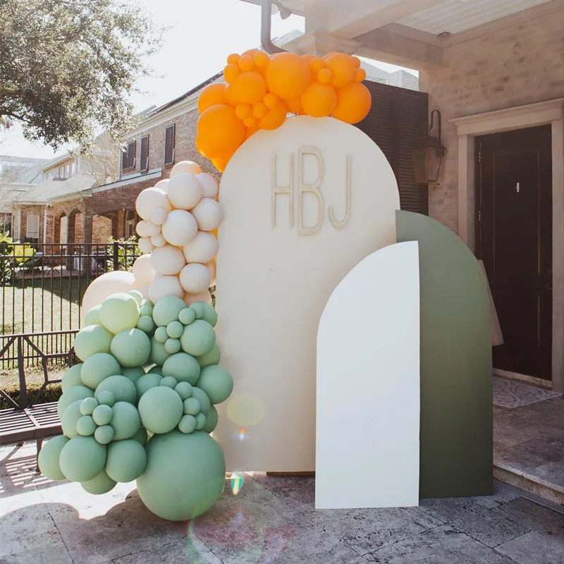 

107pcs Green Balloon Arch Cream Peach Orange Double Stuffed Boho Balloons Birthday Party Backdrop Bridal Shower Wedding Decor