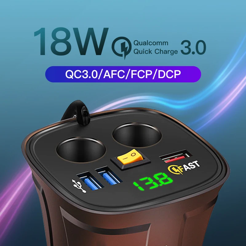 

Зарядное устройство для автомобильного адаптера RYWER для аксессуаров 80 Вт QC3.0 ricarica rapida USB 4.2A portabicchieri v