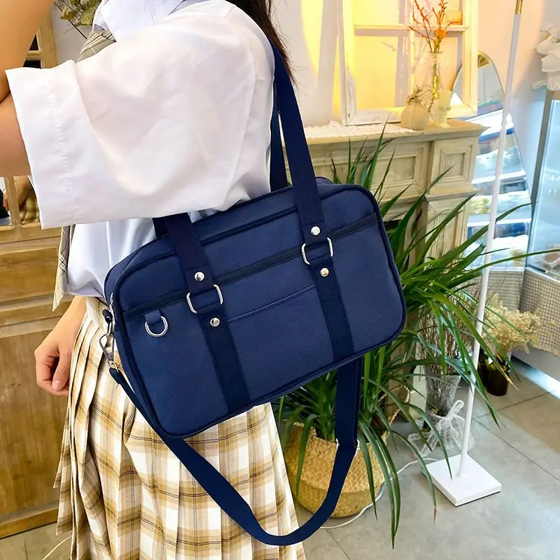 

New bag female student bag Japanese canvas campus shoulder bag lolita bag solid color crossbody bag commuting bag