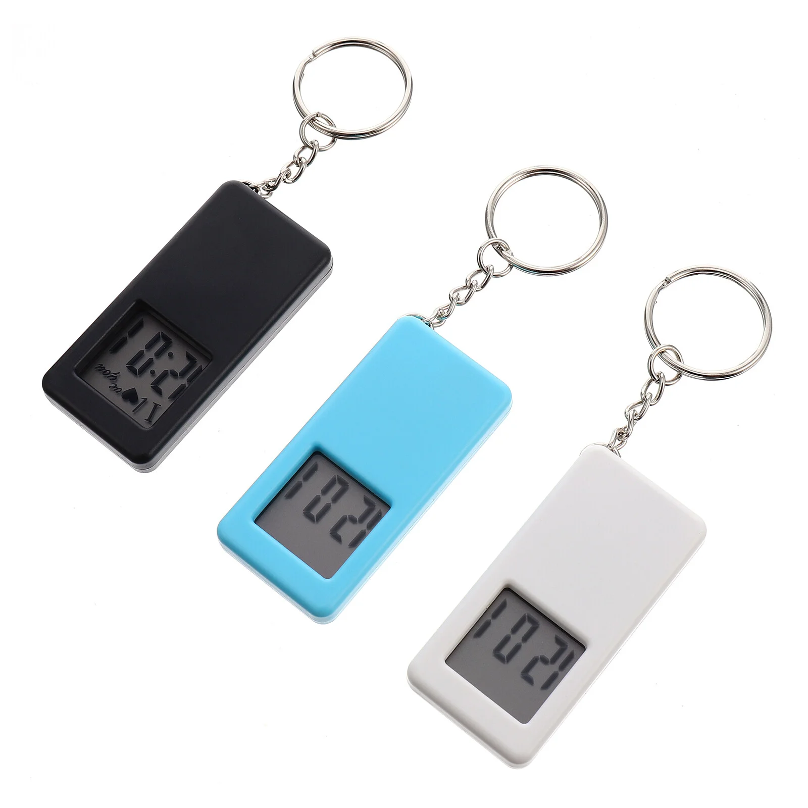 

3pcs Small Digital Pocket Watches with Keychain Portable Hanging Watches