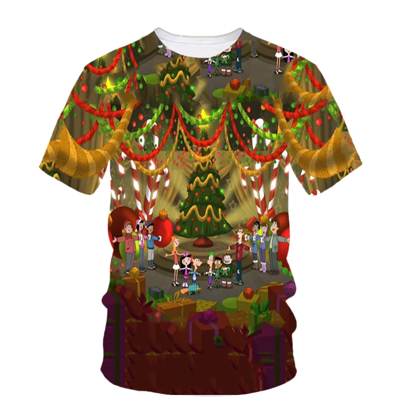 

Summer Men Christmas Festive Fun 3d Printed Fashion Casual O Collar Short Loose Street Personality Comfortable Plus Size Top