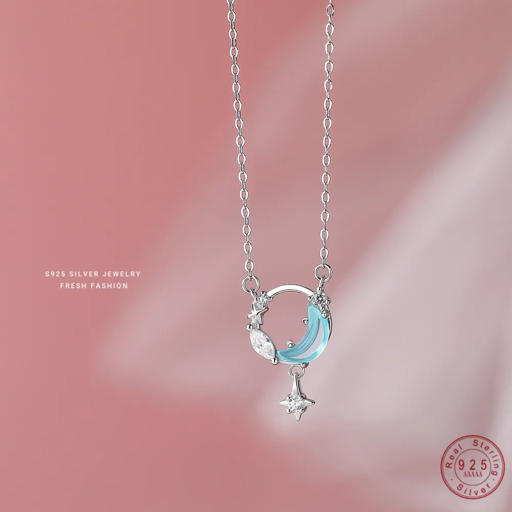 

Женское ожерелье из серебра 925 пробы с голубым Цирконом