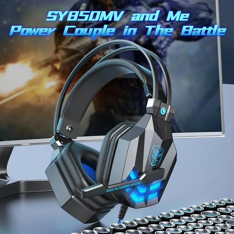 Sy850mv Illuminated Wire Control Gaming Headset Noise Cancel
