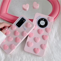 cute pink love heart kid girl gift phone case for huawei mate 40p 30 p40 p30 nova 9 8 5 pro honor 60 50 pro soft silicone cover