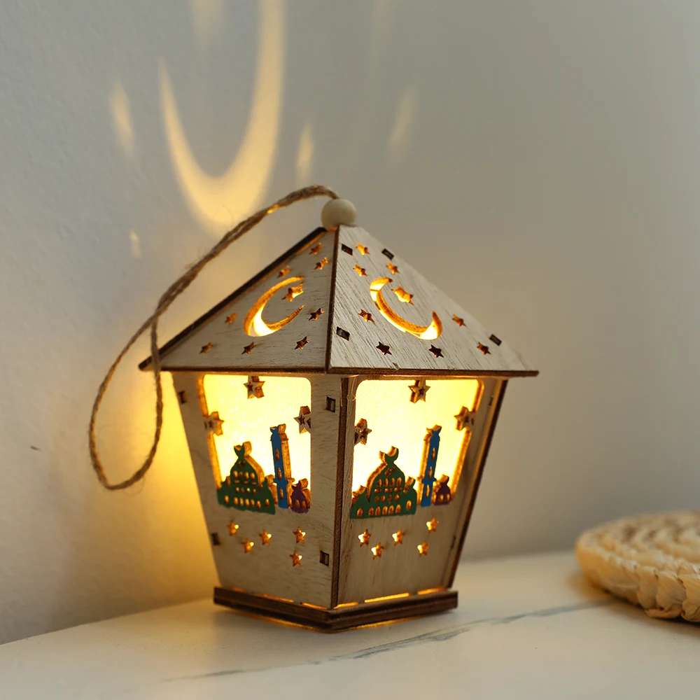 Деревянные висячие огни бревенчатой кабины украшения на Рамадан теплая лампа